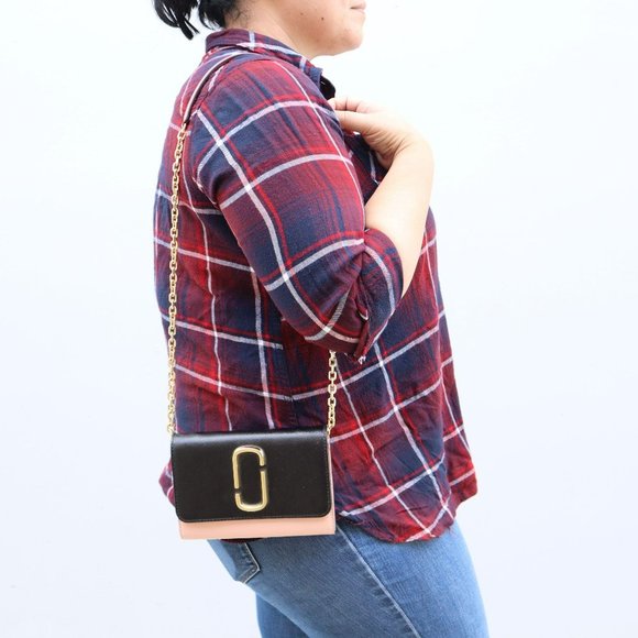 NEW Marc Jacobs SNAPSHOT Chain Wallet Pink Black - Picture 2 of 14